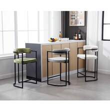 Chairus Kitchen Stools Velvet Set Of 2 Bar Stools Breakfast Modern Counter Sofa Height High Stools With Metal Frame Dining Chairs, Dining Table And Chairs - White - View 9