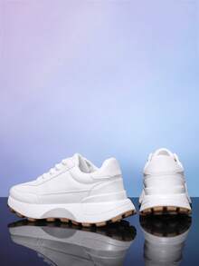 Men's Versatile Outdoor Casual Fashion Athletic Sneakers, Chunky Sneakers ,Gym 2000s Style Valentine's Day Ideas - White - View 4