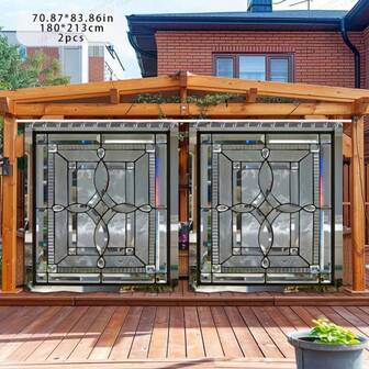 1/2pcs Outdoor Curtains With Transparent Glass Texture Light-Sensing Pattern, Cooling Sunshade Curtain For Outdoor Patio Garden Yard, Suitable For Outdoor And Indoor Use, Fit For Christmas, Thanksgiving