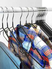 10pcs Adult Non-Slip Stainless Steel Clothes Hangers, Household Use - Black - View 4