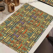 1/4/6 piezas Manteles individuales lavables de lino con estampados, salvamanteles protectores para mesa de interior y exterior, adecuados para vacaciones, fiestas, cocina