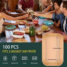50/100pcs, Air Fryer Liners Disposable For Dual Air Fryer, Air Fryer Accessories, Oil-Proof, Water-Proof, Parchment Baking Paper For Roasting |Rectangle| (8.6inch-Brown)