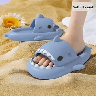 4 cm dikke zool Shark-pantoffels voor mannen en vrouwen, strandpantoffels voor binnen, superzacht, veerkrachtig, antislip, schattige slippers voor thuis, zomerse sandalen voor op straat