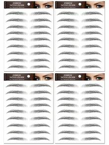 (Hoja de 4) Pegatinas de tatuaje temporal de cejas negras realistas, serie de combinaciones, impermeable y de larga duración, pegatinas de tatuaje falso personalizado y sexy - Negro - Ver 1