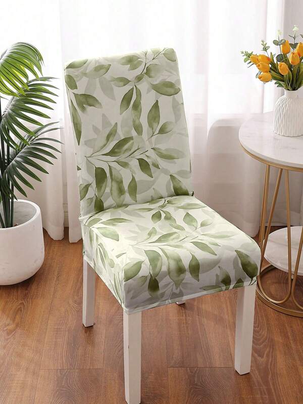 1pc Multifunction Refreshing Young Leaf Print Colored Chair Cover, Suitable For Any Occasion, Fall Decor, Autumn Decor, Room Decor