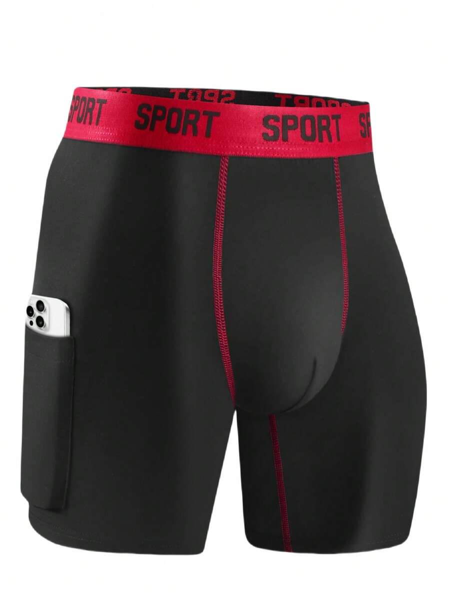 1 Pc Men's Boxer Breifs ,Simple Line Design In Red,Comfortable, Casual, Breathable, Fast Drying Men's Flat Underwear, Men's Elastic, Fashionable And Comfortable Underwear,Casual Wear, Men's Underwear Suitable For Everyone's Daily Wear - Red - View 1