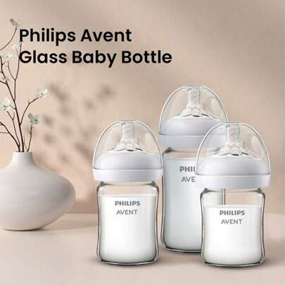 Philips Avent Avent Wide Caliber Natural Smooth Series Newborn Glass Bottle 4.2oz 5.4oz 8.1oz With Nipple
