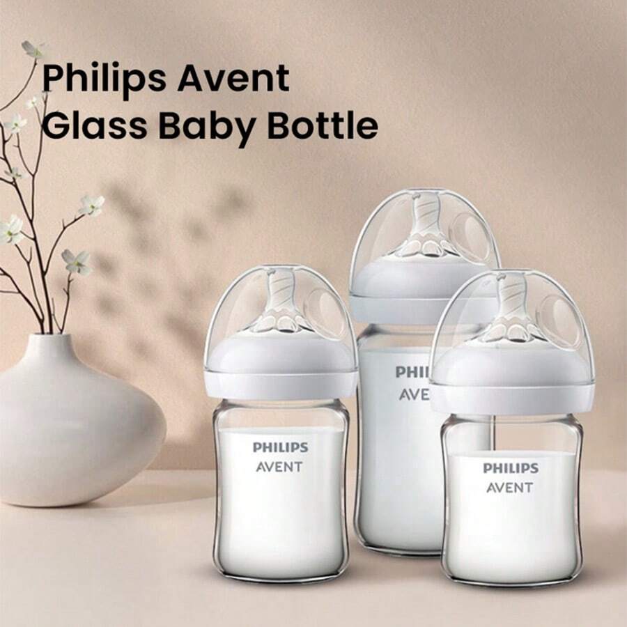 Philips Avent Avent 宽口径自然顺滑系列新生儿玻璃奶瓶 4.2 盎司 5.4 盎司 8.1 盎司 带奶嘴
