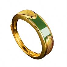 1 anel sofisticado ajustável banhado a ouro 18K, estilo europeu e americano, adequado para homens e mulheres, casamento, casal, encontro, festa