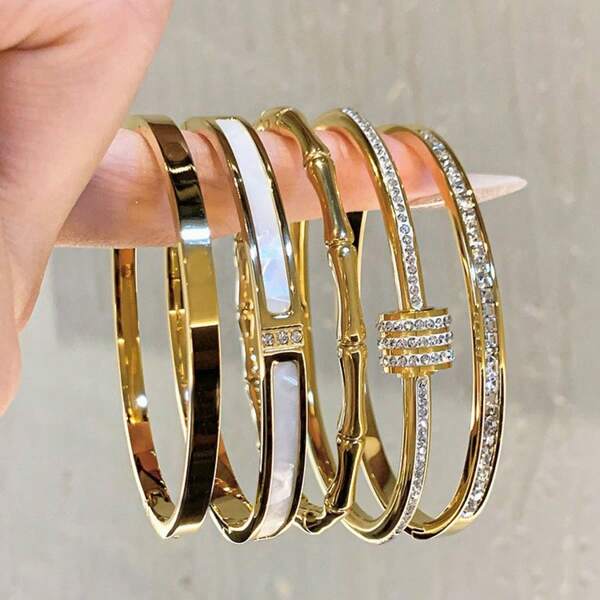 Exquisite 18K Gold-Plated Stainless Steel Fashion Bracelet, Waterproof Women Jewelry