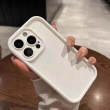 1 pieza Funda de teléfono blanca de unicolor, antideslizante y a prueba de golpes, con textura mate y protección para la lente, de moda, compatible con iPhone 16/16Pro/16ProMax/16Plus, 15, 14, 13, 12, 11, XR, XS, XsMax