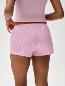RRIVE Classic Striped Lounge Shorts With Adjustable Drawstring Waist Soft Breathable Fabric Lightweight Summer Bottoms For Casual Vacation Daily Outfits Summer Spring Outfits Vocation Outfits - 粉色 - 查看 4