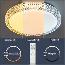LED Ceiling Light, Dimmable Ceiling Light With Remote Control - 18W Ø30cm Circular Bedroom Light, Modern Starry Sky Design Living Room Light, Kitchen Light, Children's Room Ceiling Lighting, Dining Room Corridor - Round - View 2
