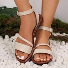 New Boho Braided Flat Sandals For Women, Fashion - Beige - View 6