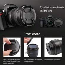 2PCS 49mm/52mm/55mm/58mm/62mm/67mm/72mm/77mm/82mm Camera Lens Cap Protective Cover Compatible With Nikon/Pentax/Olympus/Fujifilm/DSLR/SLR Mirrorless Cameras