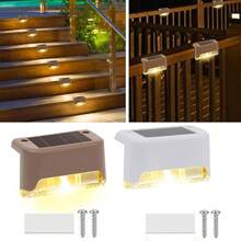 4pcs/8pcs/12pcs/16PC Solar Outdoor Step Lights, Solar Fence Lights, Outdoor Patio Lights, Solar Deck Lights, Solar In-Ground Lights, Solar Fence And Stair Lighting, Suitable For Fences, Steps, Courtyards, Decks, Backyards, And Paths.
