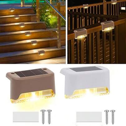 4 szt./8 szt./12 szt./16 szt. Solarne oświetlenie schodów zewnętrznych, oświetlenie ogrodzeń solarnych, oświetlenie tarasów zewnętrznych, oświetlenie tarasów solarnych, oświetlenie podziemne solarne, oświetlenie ogrodzeń i schodów solarne, odpowiednie do ogrodzeń, schodów, dziedzińców, tarasów, podwórek i ścieżek.