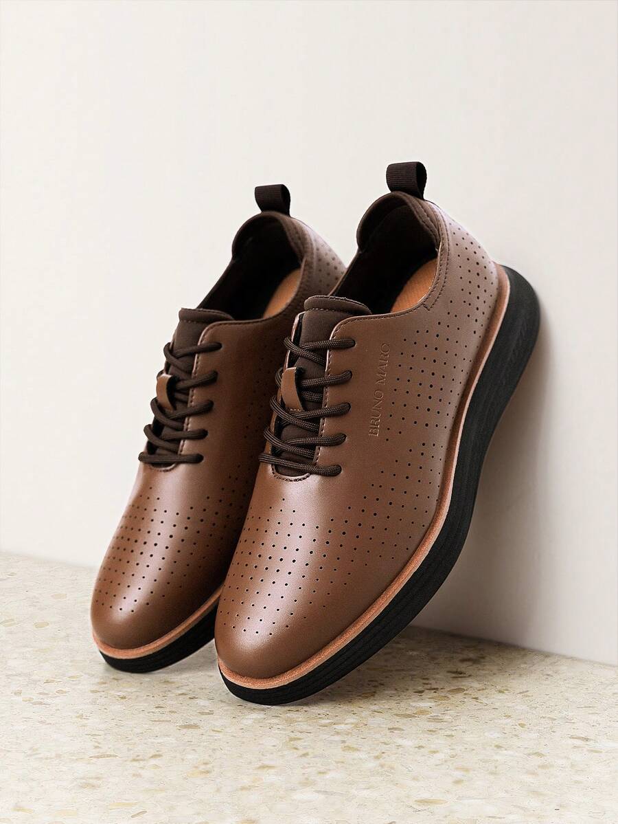 Men Fashion Dress Sneakers Oxfords Classic Casual Shoes 2.0 - màu nâu - Xem 1