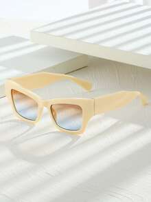 1 件男女通用方形复古猫眼 Y2K 个性化撞色简约时尚眼镜，非常适合度假