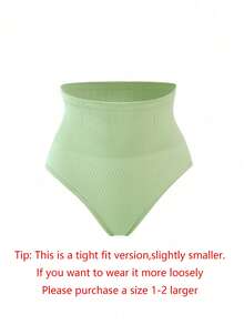 1pc Seamless High Waist Slimming Shaping Leggings [Tight Fit, Size Runs Small, Please Order One Size Up. Recommended For People Under 60KG], Postpartum Shaping Waist Shorts, Seamless Lifting Pants, Comfortable Shapewear, Elastic Waist Pants, Strongly Sculpting Curves, Note: Customized For Petite Figures - Green - View 3