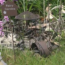 Accesorii pentru grădină de zâne, set de mobilier metalic în miniatură pentru decorarea ghivecilor de plante în aer liber și în interior, decor pentru casă de păpuși, mini masă și scaune, ornamente pentru ghiveci suculente, accesorii pentru micro-peisaj DIY, decorațiuni pentru casă de zâne, mobilier mic de grădină din fier cu arc, moară de vânt, indicator, cutie poștală, gard, umbrelă, coș de plantat - Multicolor - Vizualizare 8
