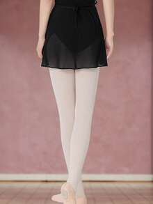 Daydance Women Ballet Skirt Adult Short Wrap Chiffon Skirt Lace Up Ballet Tutu Skate Skirt Ballerina Dancing Miniskirts Dance Wear - Black - View 2