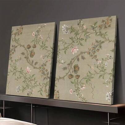 1Pc/2Pcs Elegant Botanical Floral Art Decor Posters Vintage Vibrant Flower Canvas Wall Art Prints Abstract Paintings For Living Room Bedroom Home Office Dormitory Decor Wall Background Design Picture Optional Frame ,Wall Art With Frame