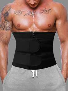 1pc Men's Slimming Waist Trainer Belt, Unisex Waist Support Trimmer For Exercise, Sauna, Sweat, Abdomen Shaping - Black - View 1