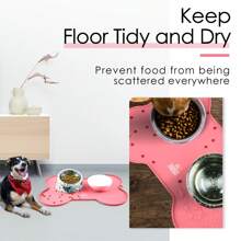 1pc Silicone Pet Food Mat, Cat/Dog Waterproof And Non-Slip Feeding Placemat In Bone Shape, Durable & Easy To Clean, Prevents Spills & Messes, Suitable For Dog And Cat Feeding
