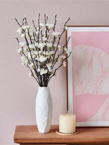 4/8pcs Artificial Flowers White Plum Blossom 21.7'' Fake Winter Sweet Long Stem Plastic Flowers Home Hotel Office Wedding Party Garden Decor