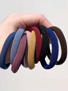 300/100 Peças Conjunto de Faixas de Cabeça Bohemias Vintage - Faixas de Cabeça sem Costura de Alta Elasticidade, Elásticos para Rabo de Cavalo, Conjunto de Faixas de Cabeça Sólidas de Cores Mistas para Meninas