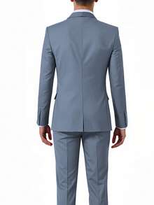Men's Slim Fit 3-Piece Suit Two Buttons Notched Lapel Solid Suit Jacket Vest Pants Set Tuxedo For Prom Concert Graduation Season Size XS-3XL Men's Spring New Products Suit Sets For Wedding Concert  Graduation Season - 藍色 - 查看 2