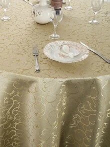 1 chiếc khăn trải bàn tròn trang trí bằng vải jacquard nhiều màu cao cấp, thích hợp cho tiệc cưới và trang trí nhà cửa - Đậu xanh - Xem 5