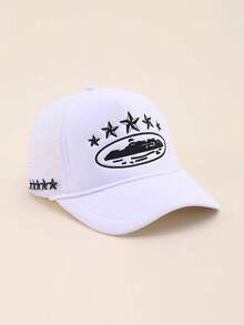 1 件 American Streetwear Demon Island 卡车帽，夏季刺绣遮阳棒球帽，Streetwear 网眼棒球帽 - 多色 - 查看 4