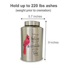 Up To 220 Lbs Large Cremation Urns For Adult Human Ashes, Decorative Urn For Male Female Ashes With Velvet Bag - Cardinal-Sliver - 查看 3