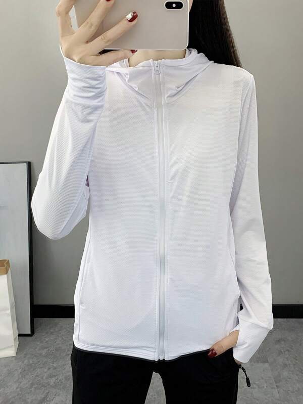 Summer Workout Women's Ultra-Thin Sunscreen Jacket, Long-Sleeved UV Protection Skin Coat, Breathable Outdoor Sports Windbreaker