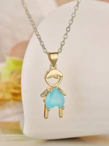1pc Colorful Zirconia Unisex Pendant Necklace, Unique & Personalized Minimalist Necklace Suitable For Couples, Best Friends