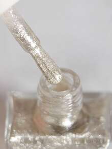 REALCHIC 10毫升/瓶 香槟金闪亮铂金亮片水性指甲油，快干，持久，可撕除，婚礼美甲，适合女性和女孩，美甲沙龙专业使用，春夏美甲 - 香檳色 - 查看 3