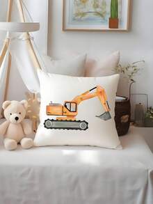 定制儿童挖掘机枕套 - 双面印花，个性化照片/文字/姓名，装饰性抱枕套，个性化靠垫套，理想的儿童礼物和生日礼物 - 彩色 - 查看 3