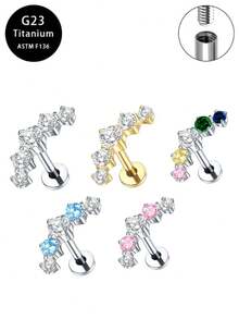 G23 Titanium Alloy Zirconia Lip Stud & Hoa tai, Trang sức xỏ khuyên Unisex - Nhiều màu - Xem 7