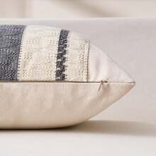 1pc Bohemian Style Pillow Case, Soft Gray Farmhouse Decorative Sofa Cushion Cover For Living Room Home Decor - Grey - View 6