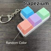 1pc Random Color & Chain Style Squeeze Stress Relief Fidget Cube Keyboard Key Pendant Toy