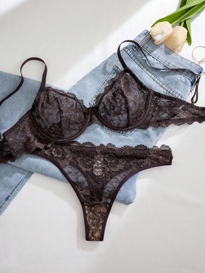 1set Kanten Underwired BH Slipje Set view 4