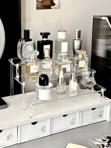 1 pieza Estante de exhibición apilable de acrílico DIY, organizador de almacenamiento multifuncional transparente, estantería de exhibición de múltiples capas para figuras, joyas, cosméticos, perfumes, para colecciones de vacaciones en la playa, baño y dormitorio, gran capacidad