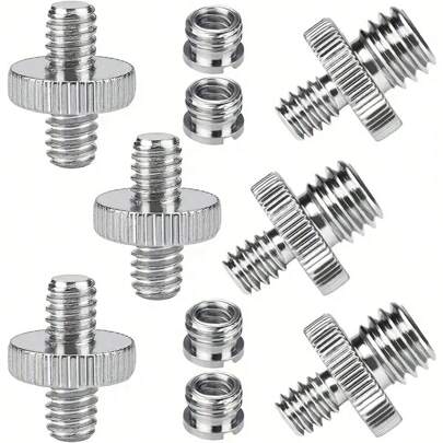 Set de 4/10 unidades Adaptador de tornillo para cámara, 3 unidades de 1/4" y 3 unidades de 1/4" a 3/8", y 4 unidades de 1/4"-20 Hembra a 3/8"-16 Macho Adaptador de rosca de trípode, adaptador de 3/8 a 1/4 para cámaras digitales, trípodes y monópodes