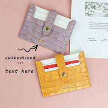 1 pezzo Portafoglio in pelle PU ultra sottile personalizzato - Portacarte minimalista unisex con slot multipli, texture coccodrillo e fibbia in metallo a contrasto. Stampa personalizzata in oro del nome/iniziali, tutto in uno con tasca per ID/monete (pronto da regalare) - Multicolore - Visualizzare 3