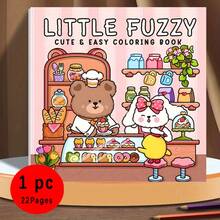 Libro para colorear pequeño y adorable de fácil coloreo para adultos - Arte relajante para relajarse con páginas de papel grueso, ilustraciones adorables de osos y postres, regalo perfecto para el Día de la Madre, Día del Padre, cumpleaños y fiestas, tiempo libre creativo | Tema de oso lindo | Ilustraciones audaces, libro, regreso a la escuela, útiles escolares - Una pieza - Ver 8