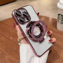 Magnetic 1pc Plating Flash Ring Holder Phone Case For Compatible With IPhone 16 16 Pro Max 16 Plus 16Pro 15 15 Plus 15Pro 15Pro Max 14 13 12 11