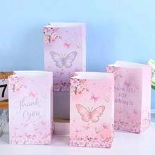 10pcs Butterfly Print Gift Paper Bags, Suitable For Romantic Creative Holiday Gift Wrapping Rectangular Handle Bags