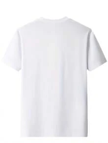 Fashion new men's breathable short-sleeve T-shirt for summer, high-quality round neck  printed sports top' + White T-shirt with black and red logo. Suitable for both sports and everyday casual wear. - Blanco - Ver 2